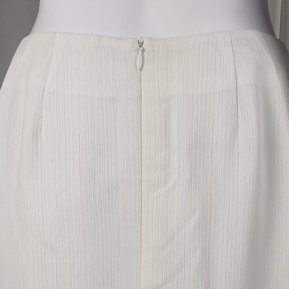 Larry Levine Petite 6P White Textured Midi Pencil Skirt Career Lined 31'' - Picture 4 of 9